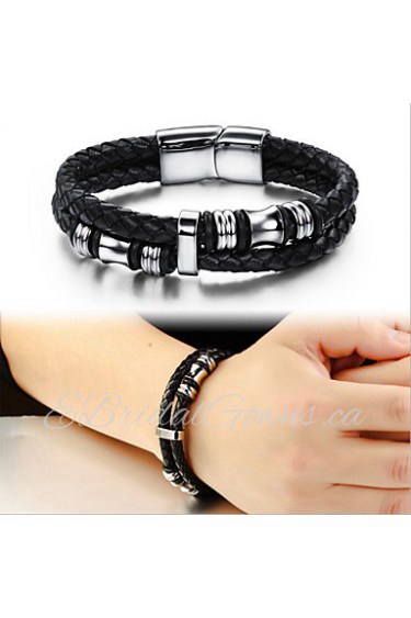 Titanium Leather Bracelet 18.5CM/20.5CM/22CM