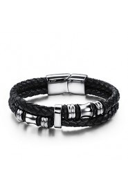 Titanium Leather Bracelet 18.5CM/20.5CM/22CM