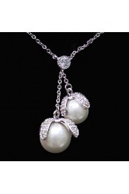 Gorgeous Platinum Plated With Cubic Zirconia And Pearl Wedding/Special Occaision / Party Jewelry Set.