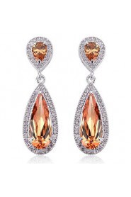 Brass With Cubic Zirconia Drop Earrings(More Colors)