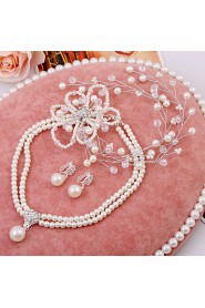 Women's WeddingJewelry Set With Crystal Imitation Pearl