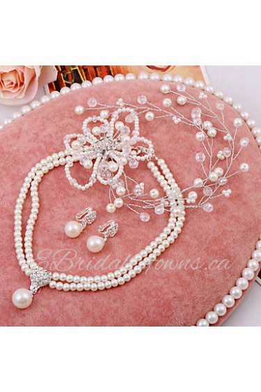 Women's WeddingJewelry Set With Crystal Imitation Pearl