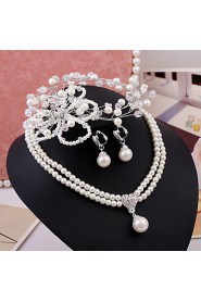 Women's WeddingJewelry Set With Crystal Imitation Pearl