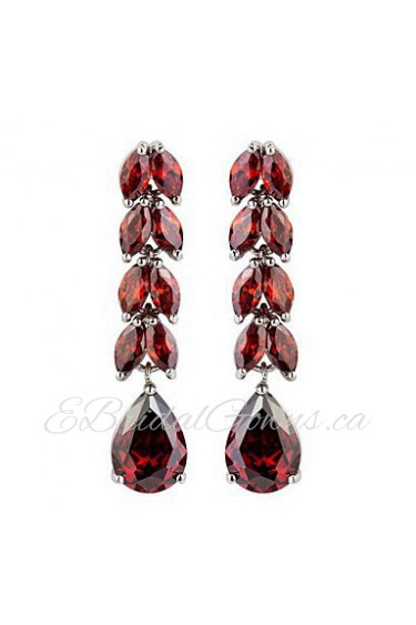 Brass With Cubic Zirconia Drop Earrings(More Colors)