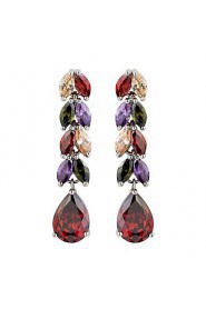 Brass With Cubic Zirconia Drop Earrings(More Colors)