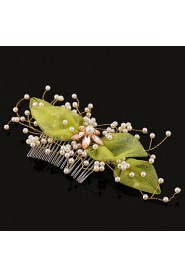 Women's Pearl / Tulle Headpiece-Wedding / Special Occasion Hair Combs 1 Piece White Round
