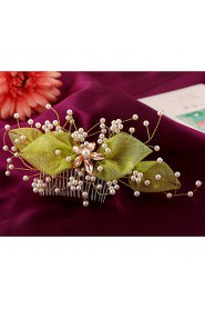 Women's Pearl / Tulle Headpiece-Wedding / Special Occasion Hair Combs 1 Piece White Round