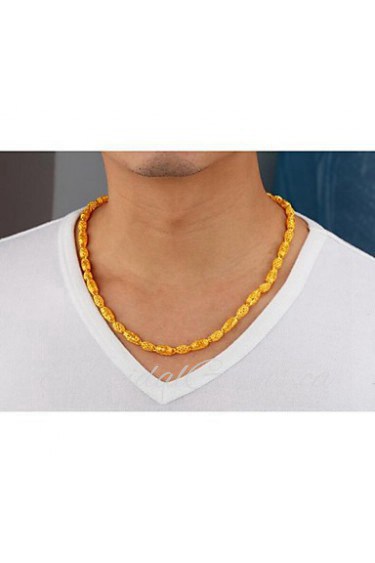 Gold plated 24K gold necklace hollow bamboo men long 55CM