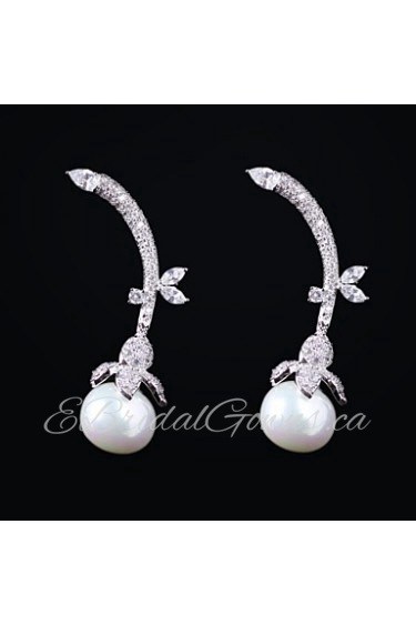 Gorgeous Platinum Plated With Cubic Zirconia Earrings