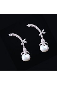 Gorgeous Platinum Plated With Cubic Zirconia Earrings