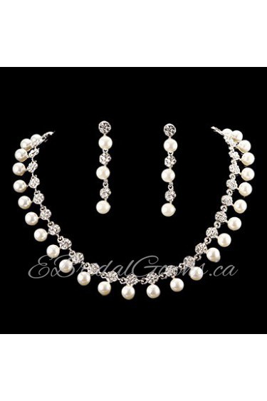 Jewelry Set Women's Anniversary / Wedding / Engagement Jewelry Sets Cubic Zirconia / Imitation Pearl / Alloy Necklaces / Earrings Silver