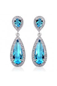 Brass With Cubic Zirconia Drop Earrings(More Colors)