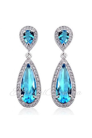 Brass With Cubic Zirconia Drop Earrings(More Colors)