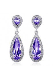 Brass With Cubic Zirconia Drop Earrings(More Colors)