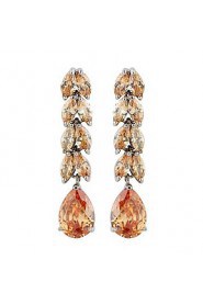 Brass With Cubic Zirconia Drop Earrings(More Colors)