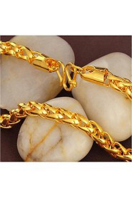 Gold plated 24K 60cm men's Long Necklace