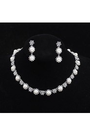 Flower style Women's Cubic Zirconia/Alloy/Imitation Pearl Wedding/Party Jewelry Set With