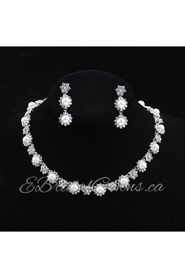 Flower style Women's Cubic Zirconia/Alloy/Imitation Pearl Wedding/Party Jewelry Set With