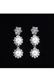 Flower style Women's Cubic Zirconia/Alloy/Imitation Pearl Wedding/Party Jewelry Set With