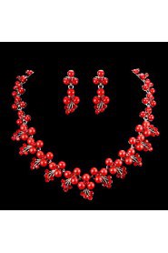 Jewelry Set Women's Anniversary / Wedding / Engagement Jewelry Sets Cubic Zirconia / Alloy Necklaces / Earrings Red