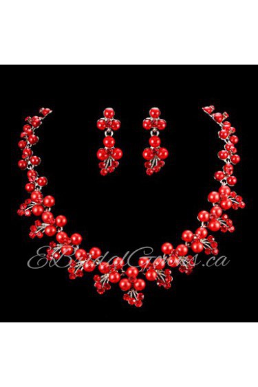 Jewelry Set Women's Anniversary / Wedding / Engagement Jewelry Sets Cubic Zirconia / Alloy Necklaces / Earrings Red