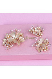 Women's Pearl / Alloy Headpiece-Wedding / Special Occasion Hair Clip 3 Pieces Ivory Flower / Irregular
