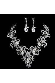 Jewelry Set Women's Wedding / Special Occasion Jewelry Sets Imitation Pearl / Rhinestone Necklaces / Earrings Silver