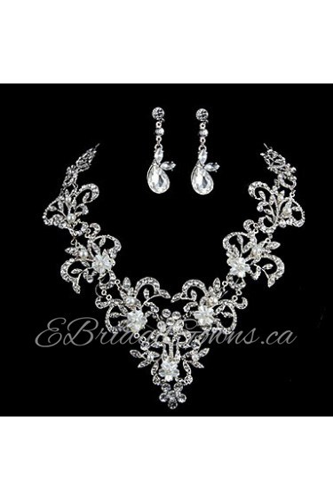 Jewelry Set Women's Wedding / Special Occasion Jewelry Sets Imitation Pearl / Rhinestone Necklaces / Earrings Silver