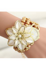 Pearl Flower wrapped Bracelet Watch