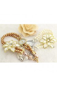 Pearl Flower wrapped Bracelet Watch