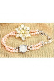 Pearl Flower wrapped Bracelet Watch