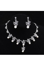 Flower style Women's Cubic Zirconia/Alloy/Imitation Pearl Wedding/Party Jewelry Set With