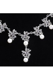 Flower style Women's Cubic Zirconia/Alloy/Imitation Pearl Wedding/Party Jewelry Set With