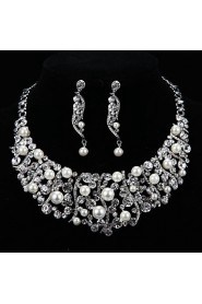 Flower style Women's Cubic Zirconia/Alloy/Imitation Pearl Wedding/Party Jewelry Set With