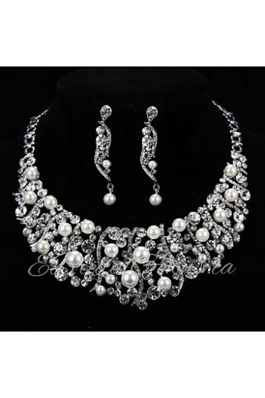 Flower style Women's Cubic Zirconia/Alloy/Imitation Pearl Wedding/Party Jewelry Set With