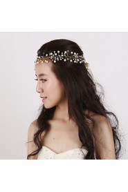 Women's/Flower Girl's Rhinestone/Imitation Pearl Headpiece Handmake - Wedding/Special Occasion Hair Combs 1 Piece Gold