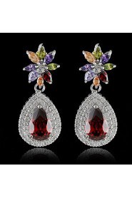 New Europe Italian Design Zircon Crystal Long Drop Earrings pendientes Brincos