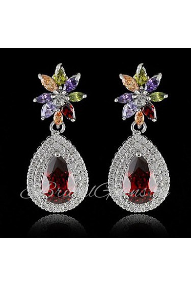 New Europe Italian Design Zircon Crystal Long Drop Earrings pendientes Brincos