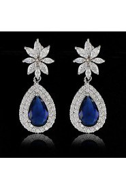 New Europe Italian Design Zircon Crystal Long Drop Earrings pendientes Brincos