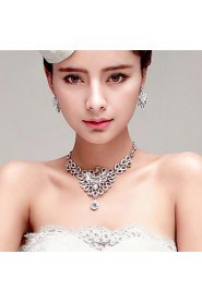 Gorgeous Peacock-shaped Rhinestone/Titanium Wedding Necklace With Earings