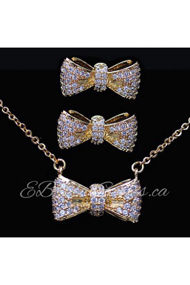 Gorgeous Gold Plated With Cubic Zirconia Wedding/Special Occaision / Party Jewelry Set.