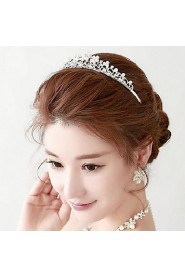 Elegant Rhinestones Titanium Wedding/Party Bridal Headpieces/Tiara with Imitation Pearls