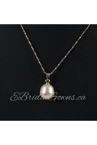 14k Yellow Gold Pink 10.5 -11mm Freshwater Pearl Pendant With Necklace