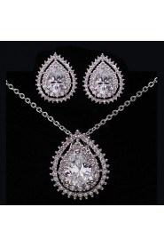 Gorgeous Platinum Plated With Cubic Zirconia Wedding/Special Occaision / Party Jewelry Set.