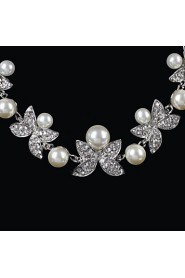 Elegant Design Alloy With Rhinestone And Pearls Wedding/Special Occaision / Party Jewelry Set.