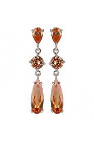 Brass With Cubic Zirconia Drop Earrings(More Colors)