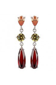 Brass With Cubic Zirconia Drop Earrings(More Colors)