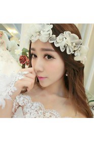 Bride's Flower Shape Pearl Rhinestone Forehead Wedding Headdress 1 PC