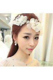Bride's Flower Shape Pearl Rhinestone Forehead Wedding Headdress 1 PC