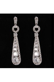 Silver Platinum Plating Drops Earrings